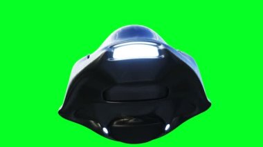 Fütürist bilim kurgu uçan araba. Gerçekçi 4k yeşil ekran animasyonu. İzole et
