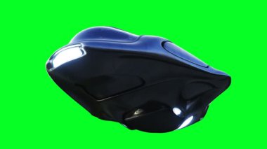 Fütürist bilim kurgu uçan araba. Gerçekçi 4k yeşil ekran animasyonu. İzole et
