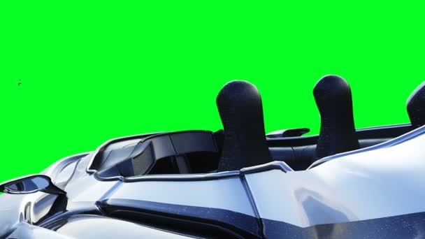 Futurystyczny sci fi latający samochód. Realistyczna animacja zielonego ekranu 4k. Izolacja — Wideo stockowe