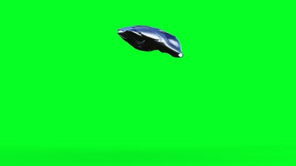 Coche volador de ciencia ficción futurista. Animación realista de pantalla verde 4k. Aislar — Vídeos de Stock