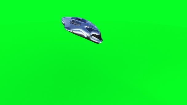 Coche volador de ciencia ficción futurista. Animación realista de pantalla verde 4k. Aislar — Vídeo de stock