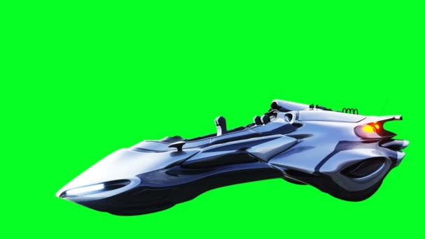 Futuristiska sci fi flygande bil. Realistisk 4k grön skärm animation. Isolat — Stockvideo