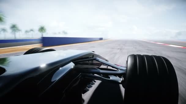 Auto de carreras. Conduce muy rápido. Concepto de éxito. Animación realista 4K. — Vídeo de stock