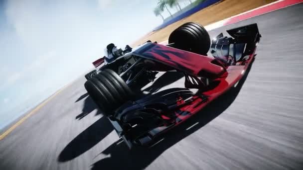 Auto de carreras. Conduce muy rápido. Concepto de éxito. Animación realista 4K. — Vídeo de stock