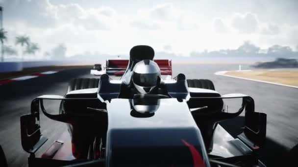 Auto da corsa e pilota. Guida molto veloce. Concetto di successo. Animazione 4K realistica. — Video Stock