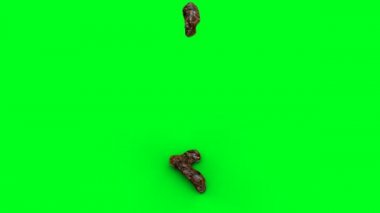 shit falling on plate. Green screen isolate.