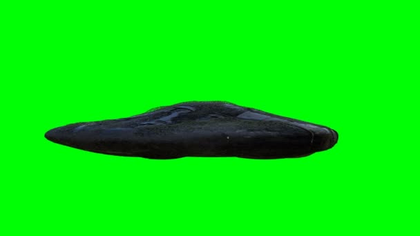 Futuristická mimozemská sci-fi loď izolovaná na zelené obrazovce. Realistická animace 4k. — Stock video