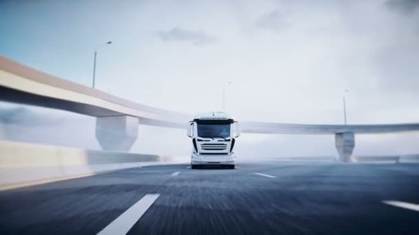 3d generisk oljelastbil på motorvägen. Mycket snabb körning. Leveranskoncept. Realistisk 4k-animation. — Stockvideo