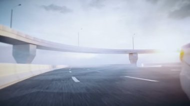 Otobanda 3D model polis arabası. Çok hızlı sürüyorsun. Gerçekçi 4k animasyonu.