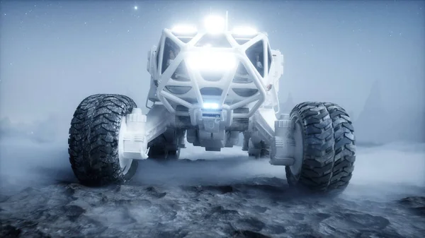 Rover az idegen bolygón. Mars felszín. 3D-s renderelés. — Stock Fotó