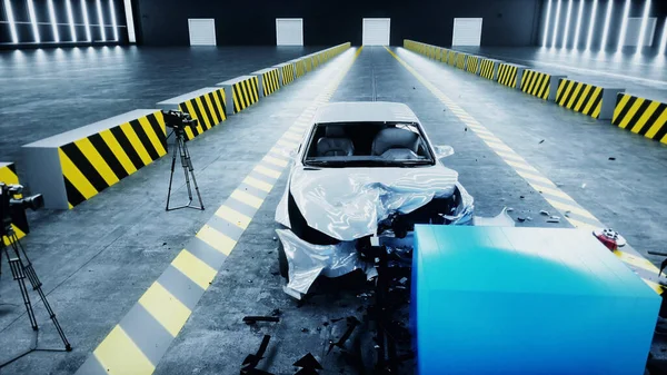 Generic 3d car crash test. Car destruction. 3d rendering. — Stock Photo, Image