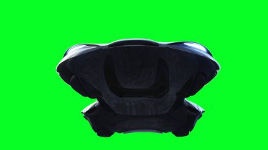Fütürist bilim kurgu uçan araba, gemi. Yeşil ekran izole edildi. 3d oluşturma.