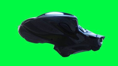 Fütürist bilim kurgu uçan araba, gemi. Yeşil ekran izole edildi. 3d oluşturma.