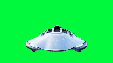Fütürist bilim kurgu uçan araba, gemi. Yeşil ekran izole edildi. 3d oluşturma.