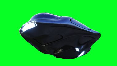Fütürist bilim kurgu uçan araba, gemi. Yeşil ekran izole edildi. 3d oluşturma.