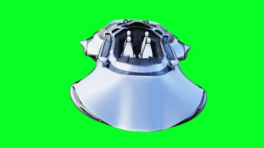 Fütürist bilim kurgu uçan araba, gemi. Yeşil ekran izole edildi. 3d oluşturma.