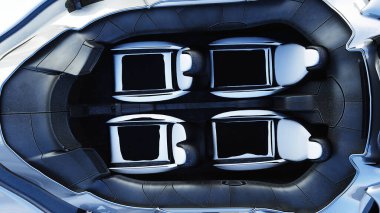 Fütürist bilim kurgu uçan araba, gemi. Yeşil ekran izole edildi. 3d oluşturma.