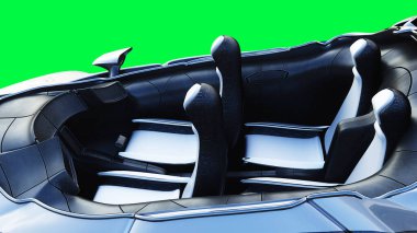 Fütürist bilim kurgu uçan araba, gemi. Yeşil ekran izole edildi. 3d oluşturma.