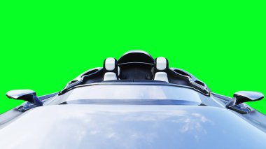 Fütürist bilim kurgu uçan araba, gemi. Yeşil ekran izole edildi. 3d oluşturma.