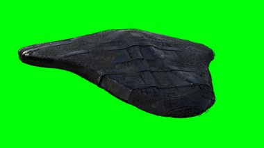 Gelecekçi uzaylı bilim kurgu gemisi yeşil ekranda izole edildi. 3d oluşturma.