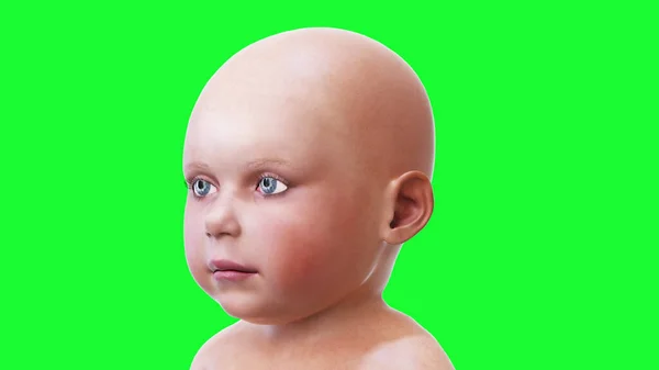 面白い子ね子供たち。緑の画面3Dレンダリング. — ストック写真