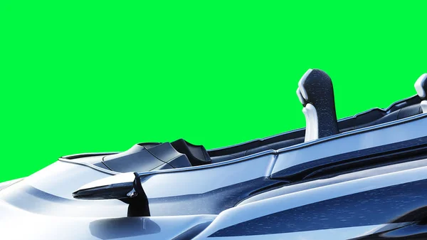 Coche volador de ciencia ficción futurista, nave. Pantalla verde aislada. renderizado 3d. — Foto de Stock