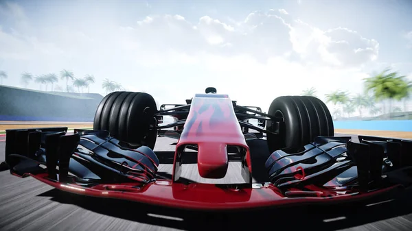 Auto de carreras. Conduce muy rápido. Concepto de éxito. renderizado 3d. —  Fotos de Stock