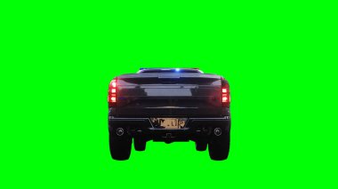 Polis arabası yeşil ekran izole 3D görüntüleme