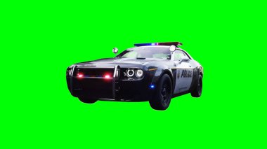 Polis arabası yeşil ekran izole 3D görüntüleme