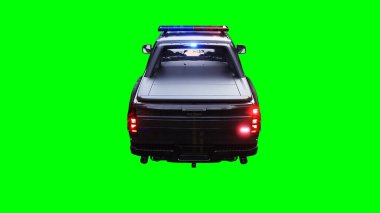 Polis arabası yeşil ekran izole 3D görüntüleme