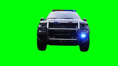 Polis arabası yeşil ekran izole 3D görüntüleme