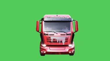 Petrol kamyonu hızlı gidiyor. Araba gövdesinde gerçekçi dinamik yansımalar. Yeşil ekran izole edildi. 3d oluşturma