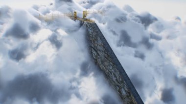 Cennete giden merdiven. Cennet, cennet kapıları. Dini bir kavram. 3d oluşturma