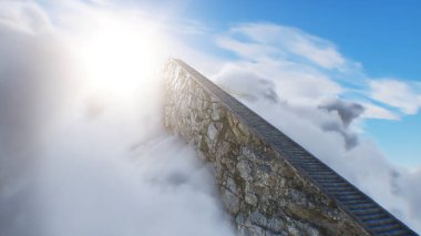 Cennete giden merdiven. Cennet, cennet kapıları. Dini bir kavram. 3d oluşturma