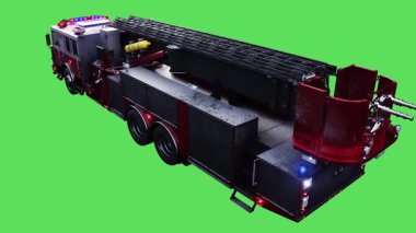 Hızlı giden bir ambulans. Araba gövdesinde gerçekçi dinamik yansımalar. Gerçekçi yanıp sönen ışıklar. 4K yeşil ekran izole et.