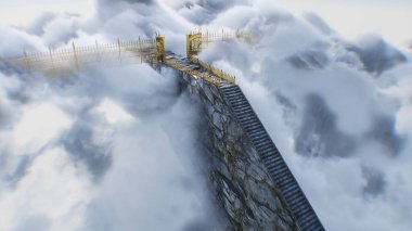 Cennete giden merdiven. Cennet, cennet kapıları. Dini bir kavram. 3d oluşturma