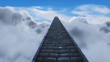 Cennete giden merdiven. Cennet, cennet kapıları. Dini bir kavram. 3d oluşturma