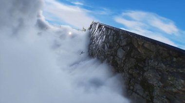 Günahkar bir adam cennetten cehenneme düşer. Dindar. konsept. 3d oluşturma