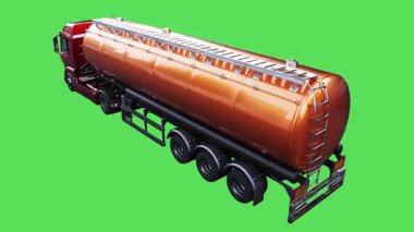 Petrol kamyonu hızlı gidiyor. Araba gövdesinde gerçekçi dinamik yansımalar. 4K yeşil ekran izole et