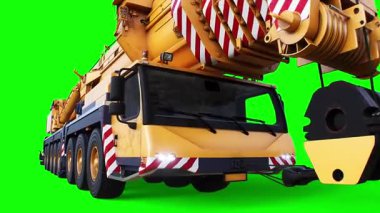 Taşınabilir bir vinç hareket ediyor. Dönme dolap. Yeşil ekran 4k izole et