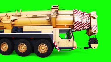 Taşınabilir bir vinç hareket ediyor. Dönme dolap. Yeşil ekran 4k izole et