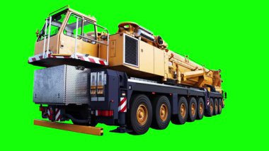 Taşınabilir bir vinç hareket ediyor. Dönme dolap. Yeşil ekran 4k izole et