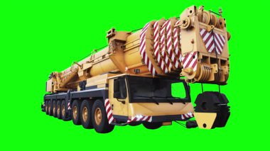 Taşınabilir bir vinç hareket ediyor. Dönme dolap. Yeşil ekran 4k izole et