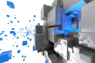 Soyut geometrik küpleri 3d render arka plan