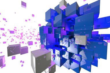 Soyut geometrik küpleri 3d render arka plan