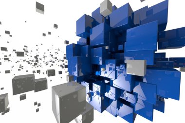 Soyut geometrik küpleri 3d render arka plan