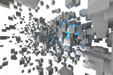Soyut geometrik küpleri 3d render arka plan