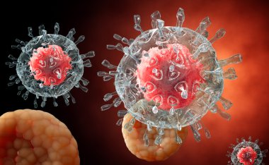 Virüs. Virüslü canlı, viral hastalığı salgın Bacteria.Viruses. 3D render