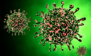 Virüs. Virüslü canlı, viral hastalığı salgın Bacteria.Viruses. 3D render
