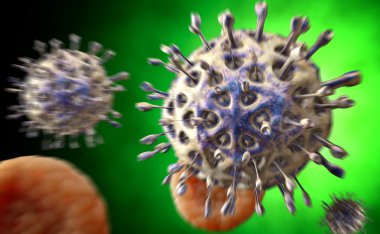 Virüs. Virüslü canlı, viral hastalığı salgın Bacteria.Viruses. 3D render
